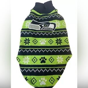 NFL Seattle Seahawks Green and Navy Holiday Dog Sweater